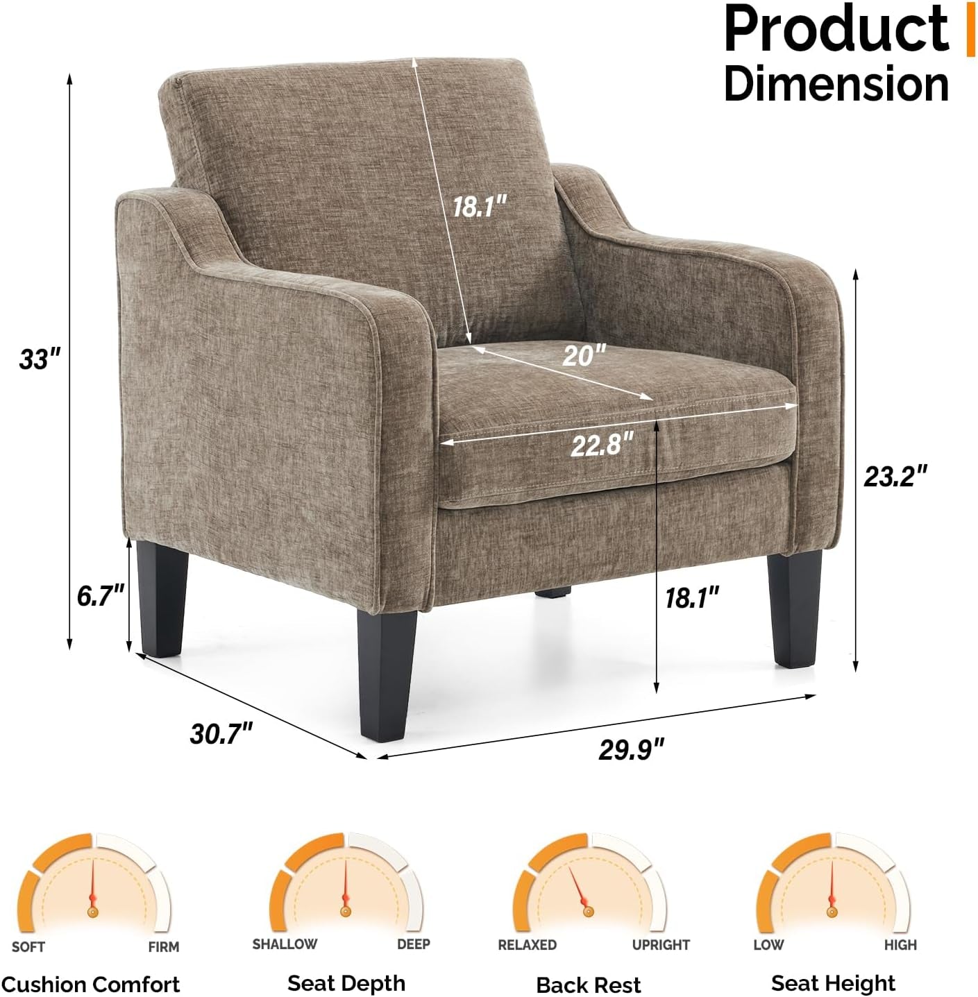 Light Brown Upholstered Midcentury Living Room Armchair-2