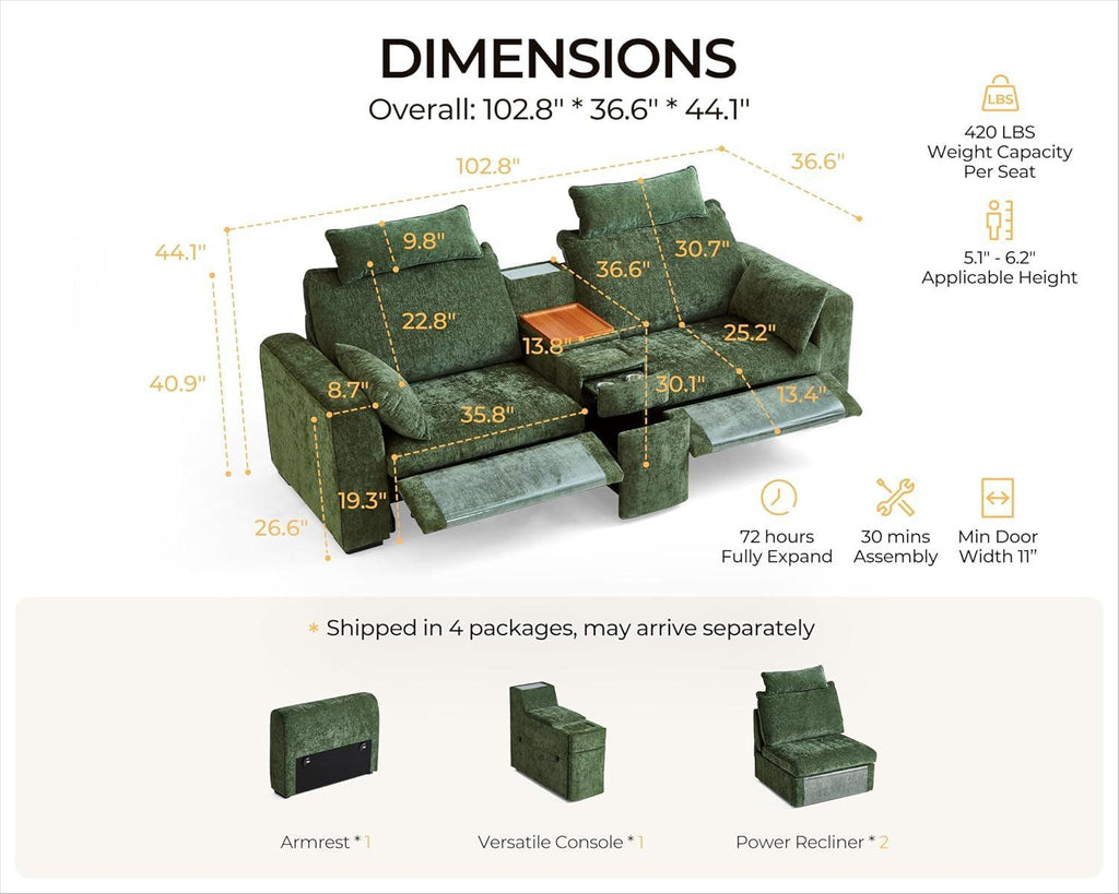 Green Oversized Power Recliner Sofa For Living Room-1