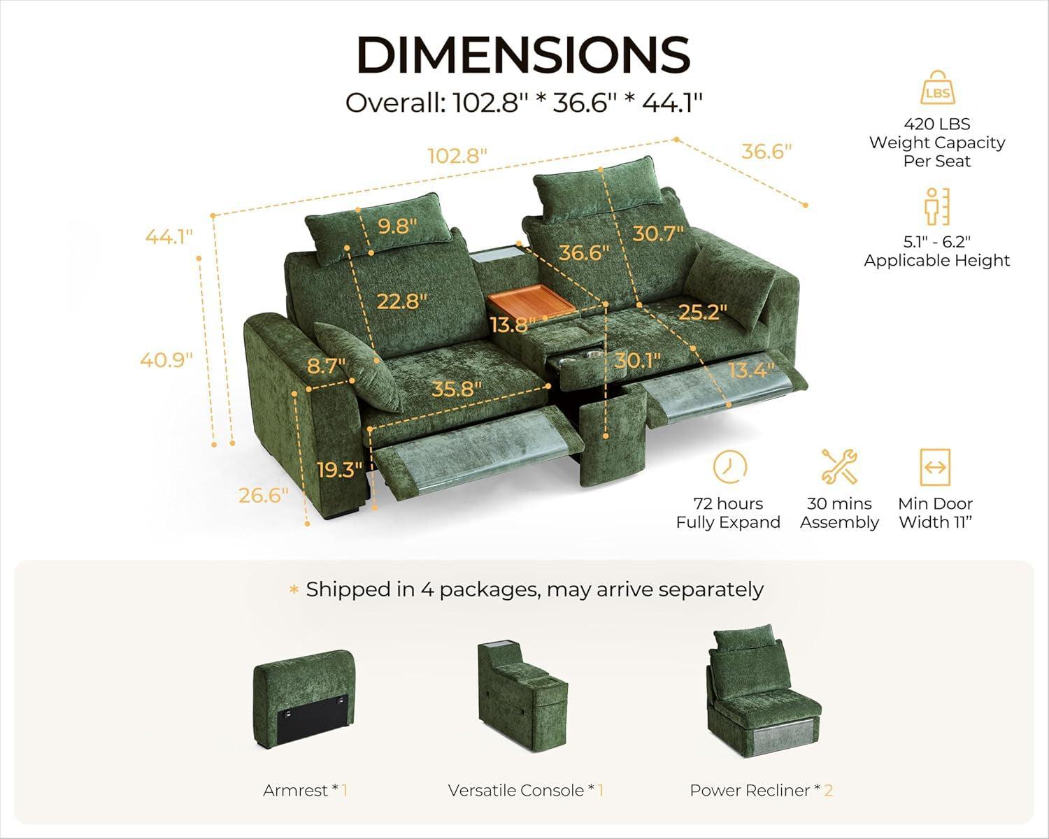 Green Oversized Power Recliner Sofa For Living Room-1