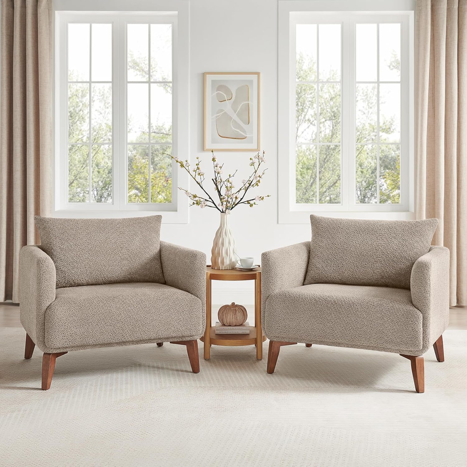 Oversized Camel Upholstered Accent Chair Living Room-4