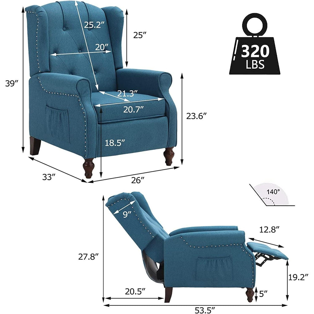 Wingback Recliner Chair With Massage And Heat Living Room-2
