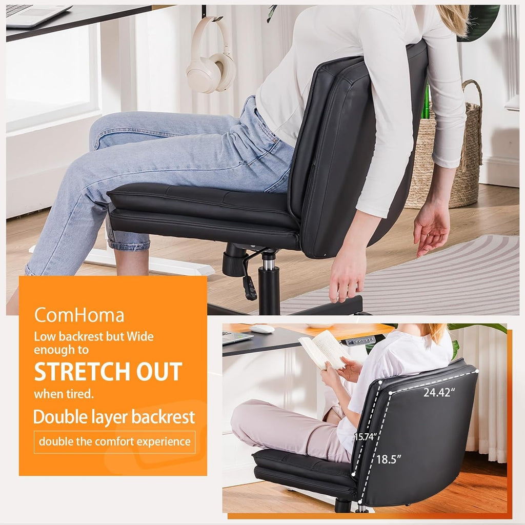Criss Cross Office Chair Extra Wide Black For Home Office-4