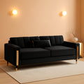 Two Piece Loveseat Sofa Set For Living Room 86 Inch Black Velvet Upholstery Quality Living Room Furniture-0