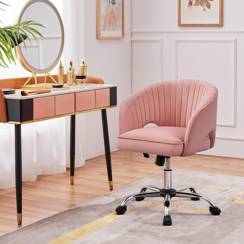 Pink Velvet Desk Chair Backrest Office Chair Modern-1