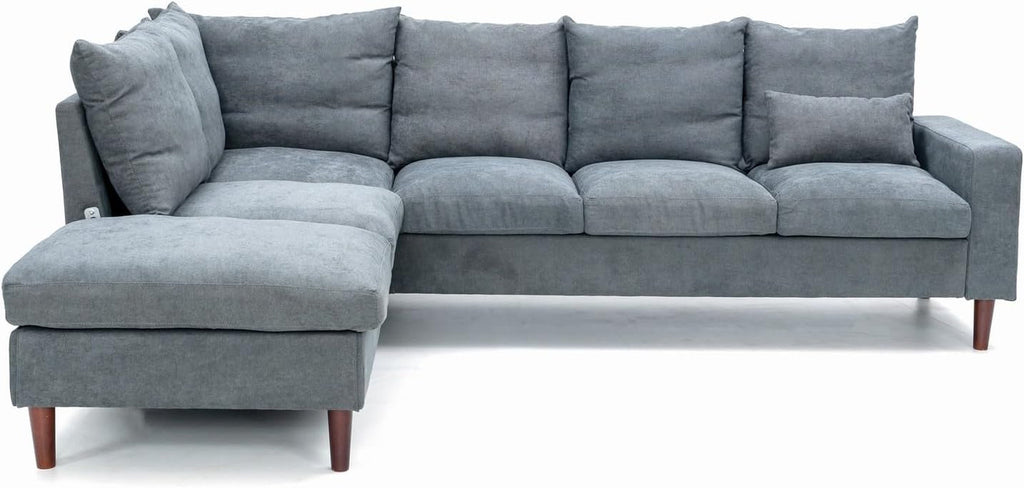 Sectional Sofa Grey Left Facing Chaise Living Room-2