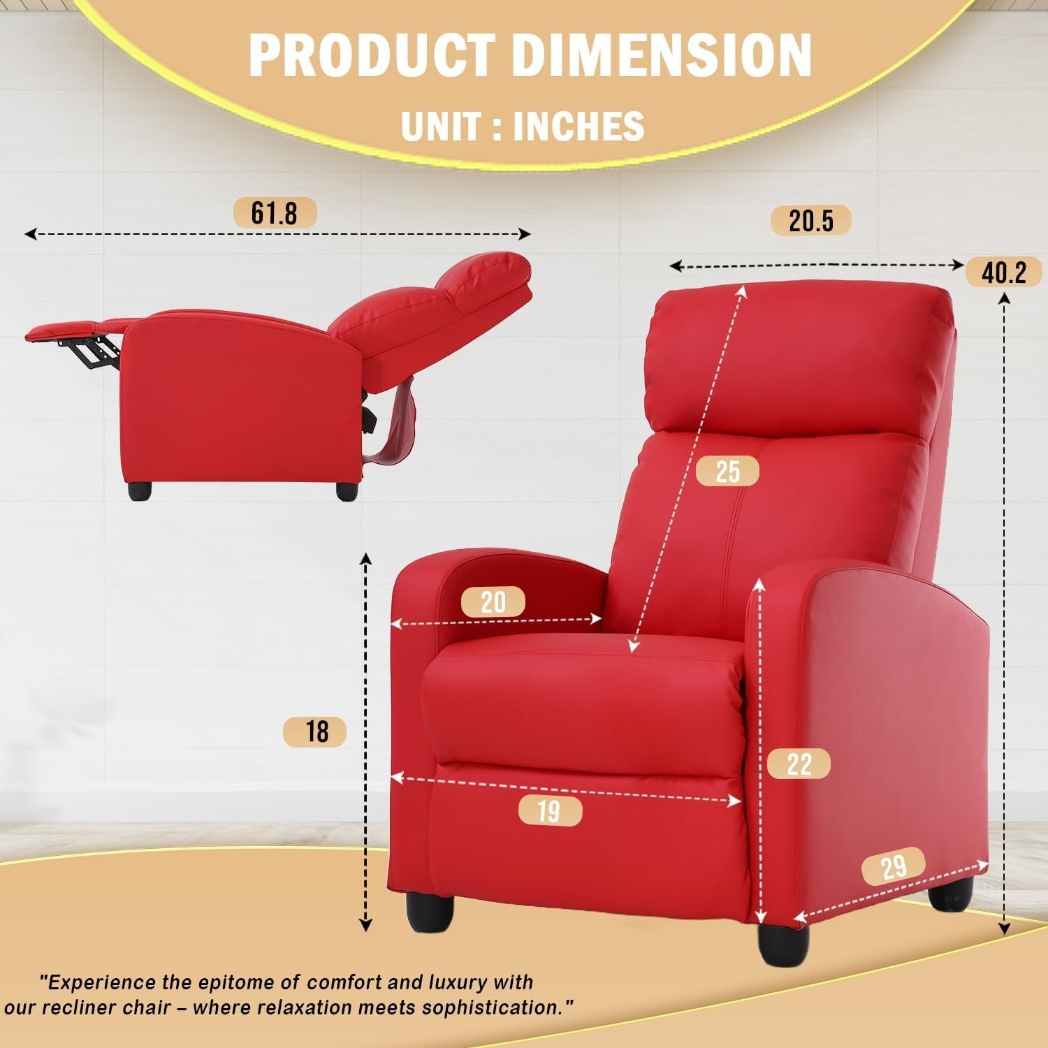 Red Recliner Chair With Lumbar Support For Living Room-1