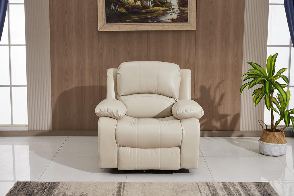Power Reclining Bonded Leather Living Room Set Beige-2