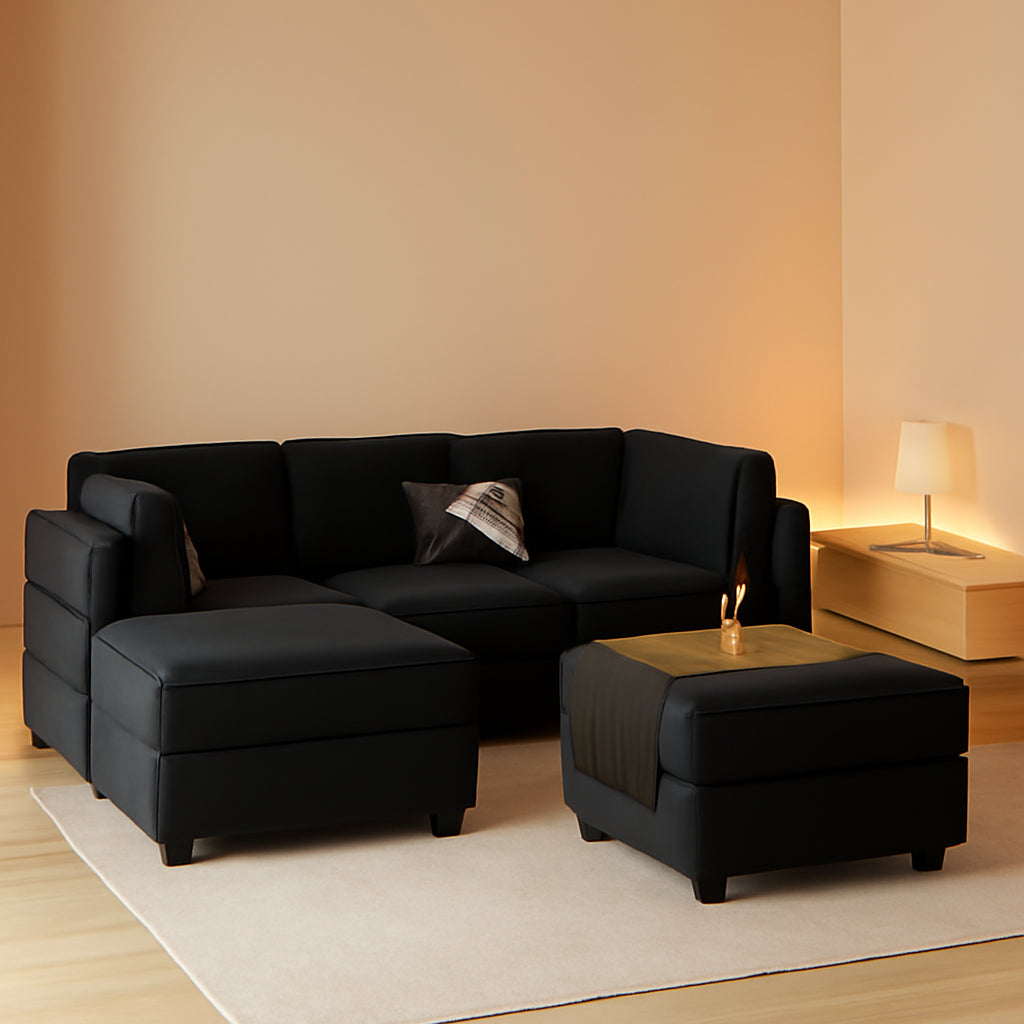 Modular Velvet Sectional Sofa With Chaise For Living Room-0