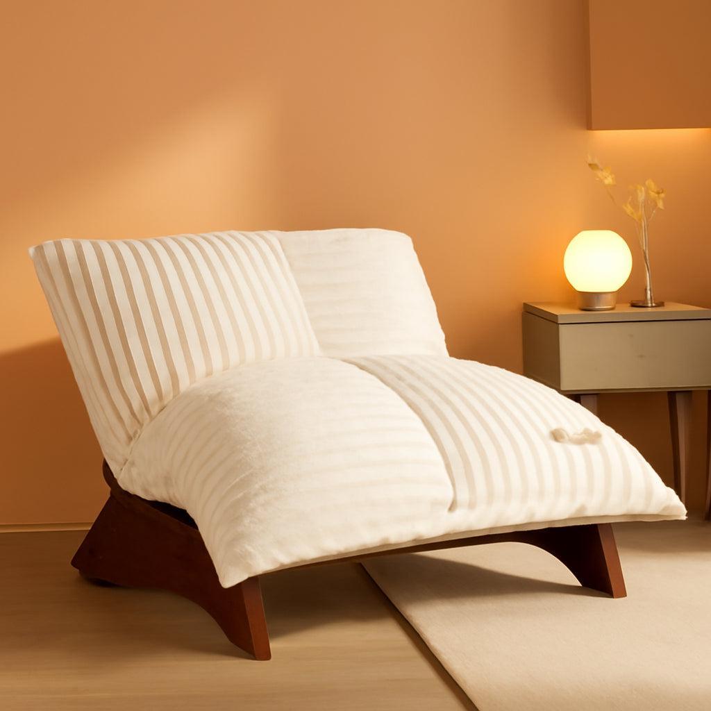 Beige Upholstered Living Room Chair Adjustable Backrest-0