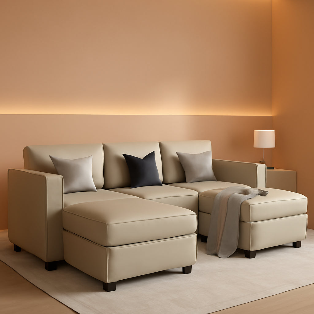 Grey Velvet Modular U Shaped Sectional Sofa Living Room-0