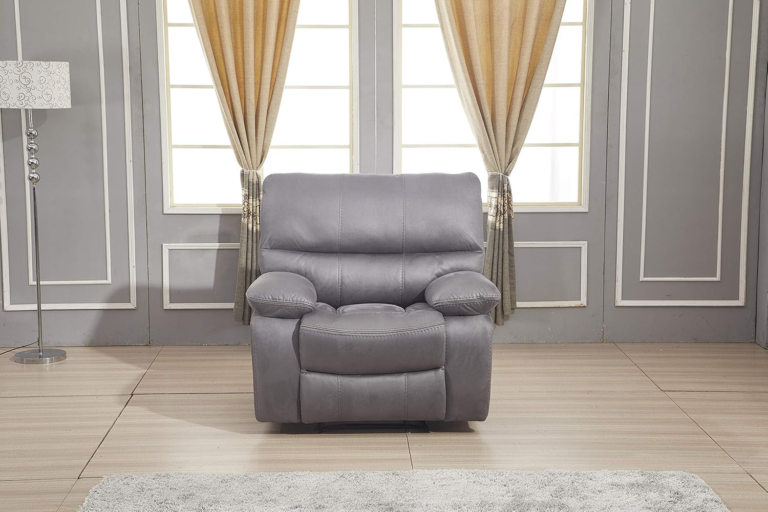 Microfiber Reclining Sofa Set Grey Living Room 8007-2