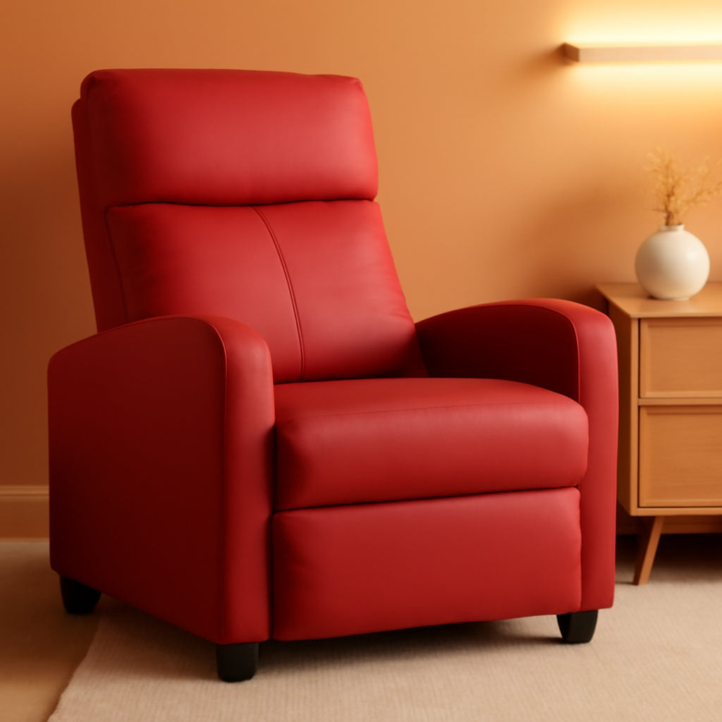 Red Recliner Chair With Lumbar Support For Living Room-0