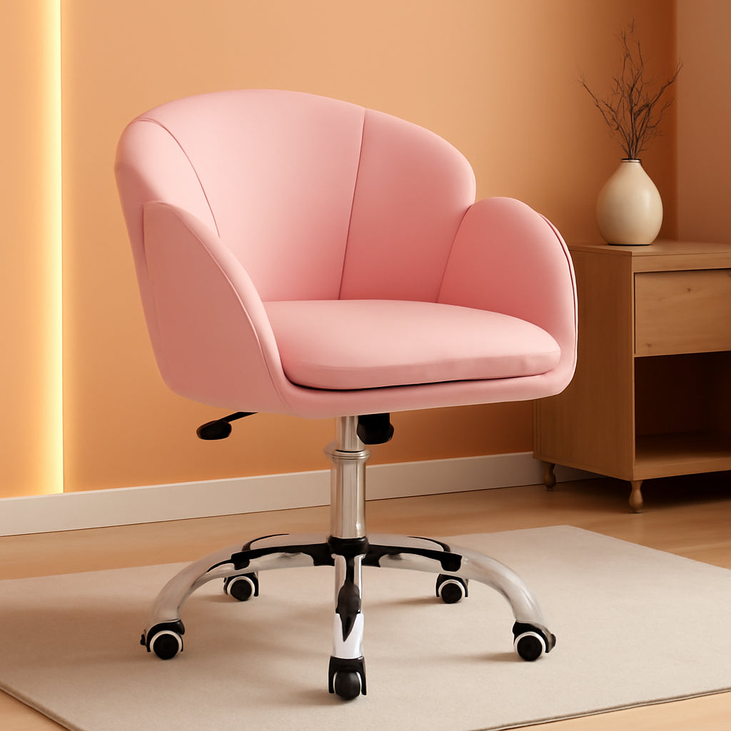 Pink Petal Desk Chair Swivel Upholstered Office Chair-0