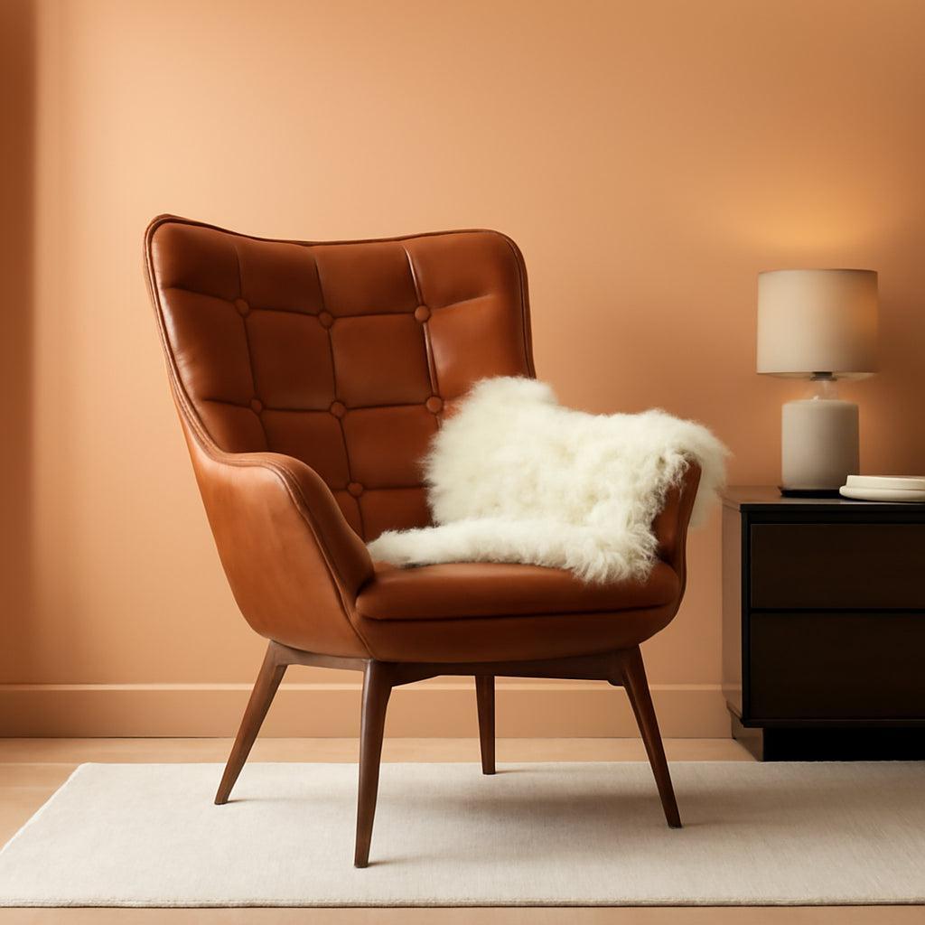 Leather Accent Chair Camel With Metal Legs Living Room-0