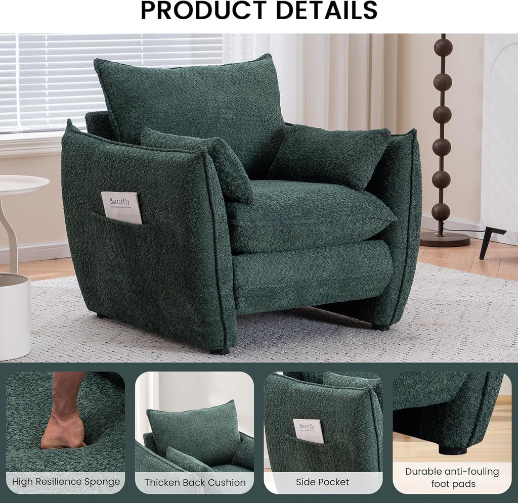 Green Oversized Luxurious Accent Chair Living Room-3