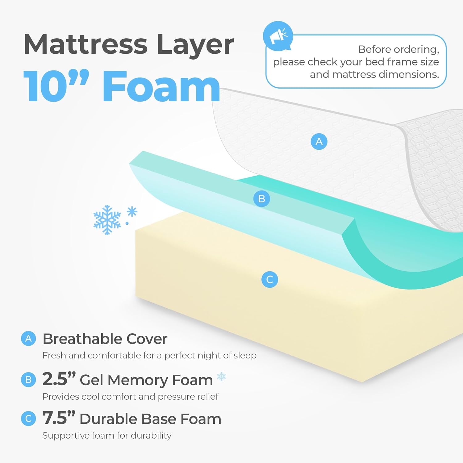 10 Inch Cooling Gel Memory Foam Mattress for Comfort-2