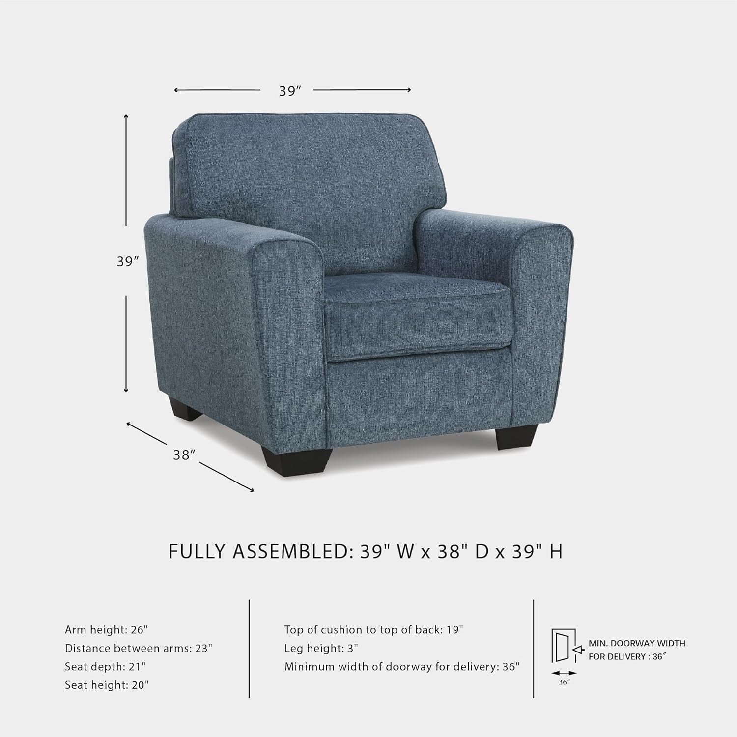 Modern Upholstered Accent Chair In Blue For Living Room-2