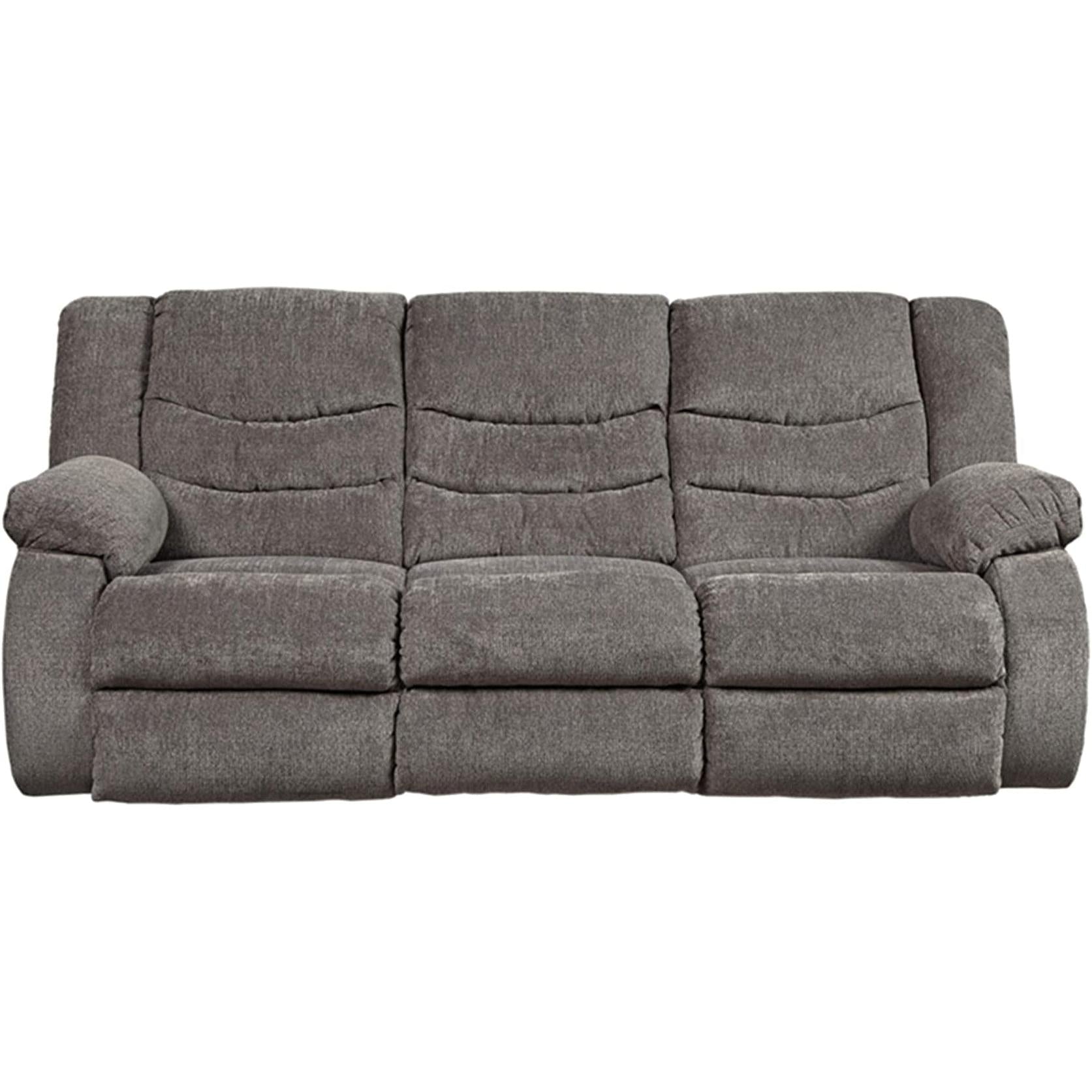 Gray Reclining Sofa With Waterfall Back For Living Room-1