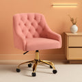 Pink Velvet Office Chair 360 Swivel Modern Desk Chair-0