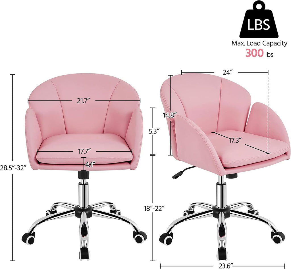 Pink Petal Desk Chair Swivel Upholstered Office Chair-2