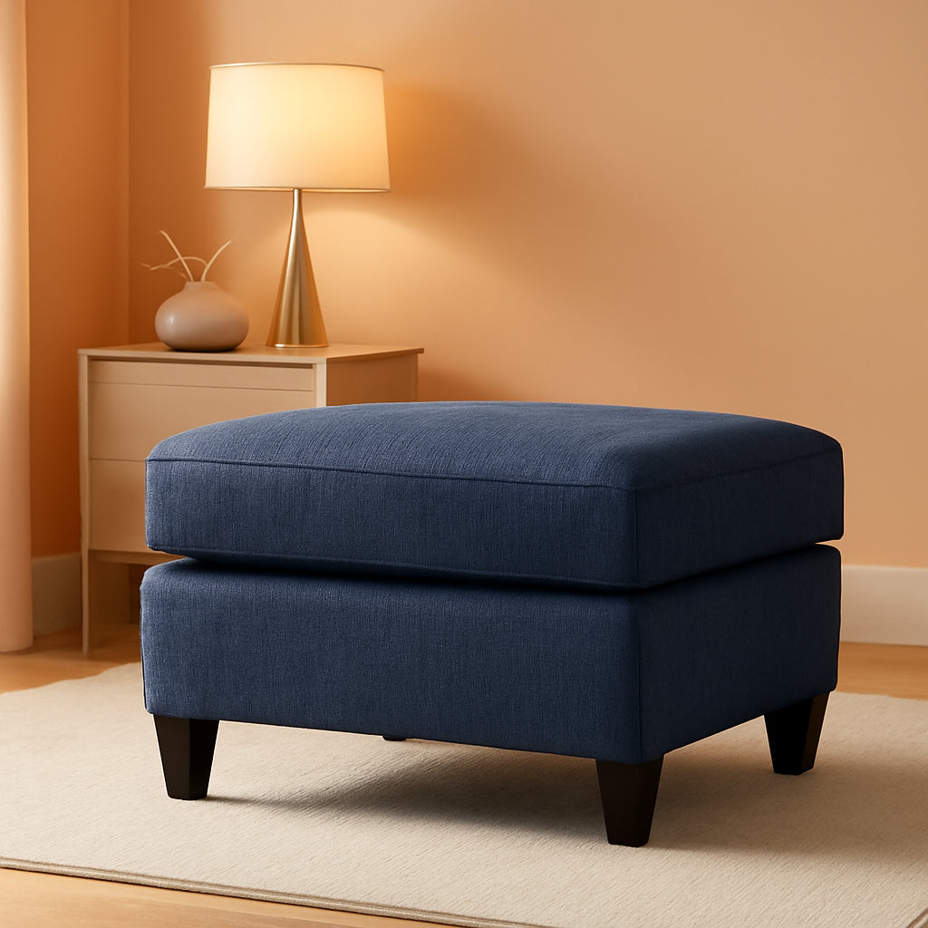 Blue Rectangular Ottoman Upholstered Modern Living Room-0