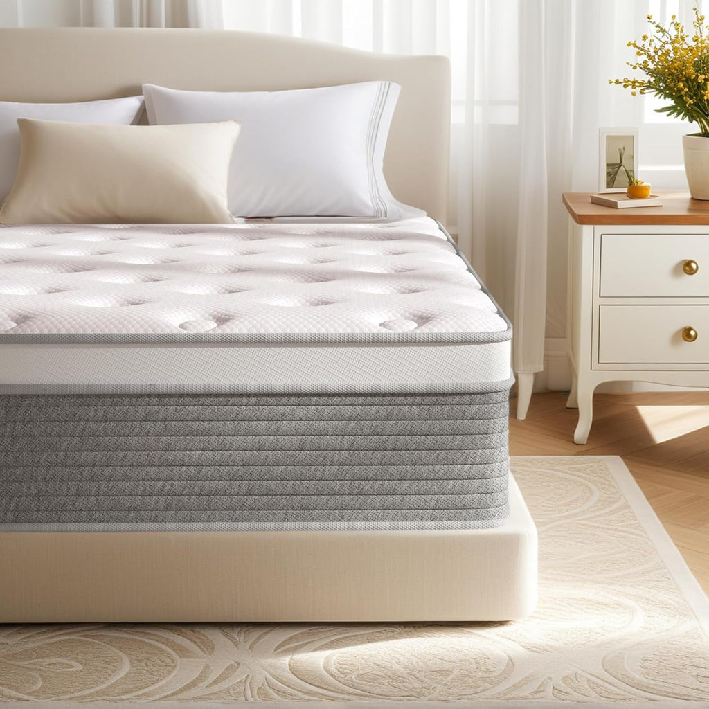 12 Inch Queen Hybrid Mattress With Memory Foam And Springs-0