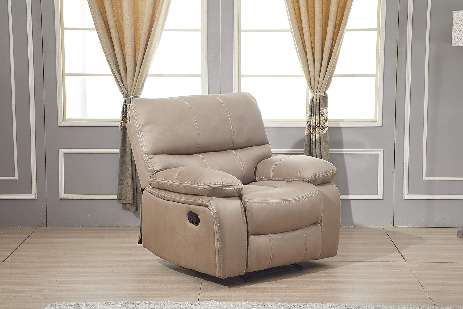 Taupe Microfiber Reclining Sofa Set for Living Room-2