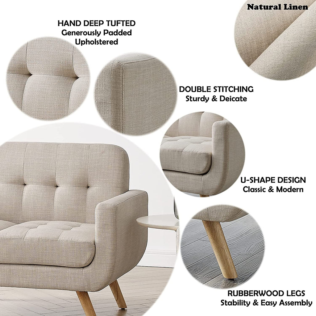 Beige Accent Armchair For Living Room Modern Design-3