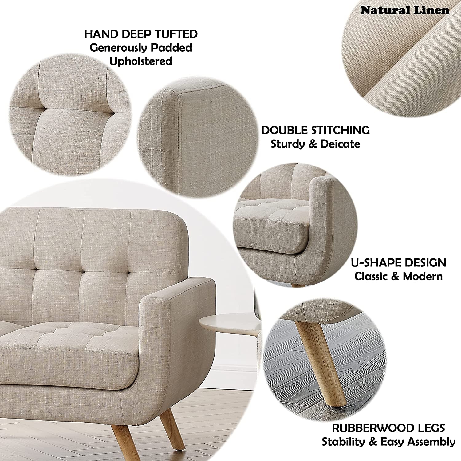 Beige Accent Armchair For Living Room Modern Design-3
