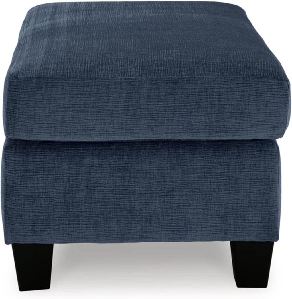 Blue Rectangular Ottoman Upholstered Modern Living Room-3