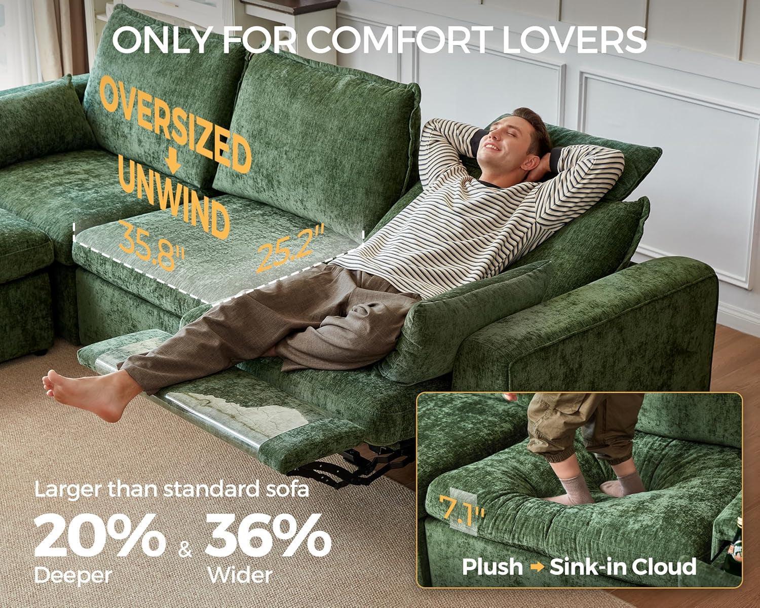 Green Oversized Power Recliner Sofa For Living Room-2