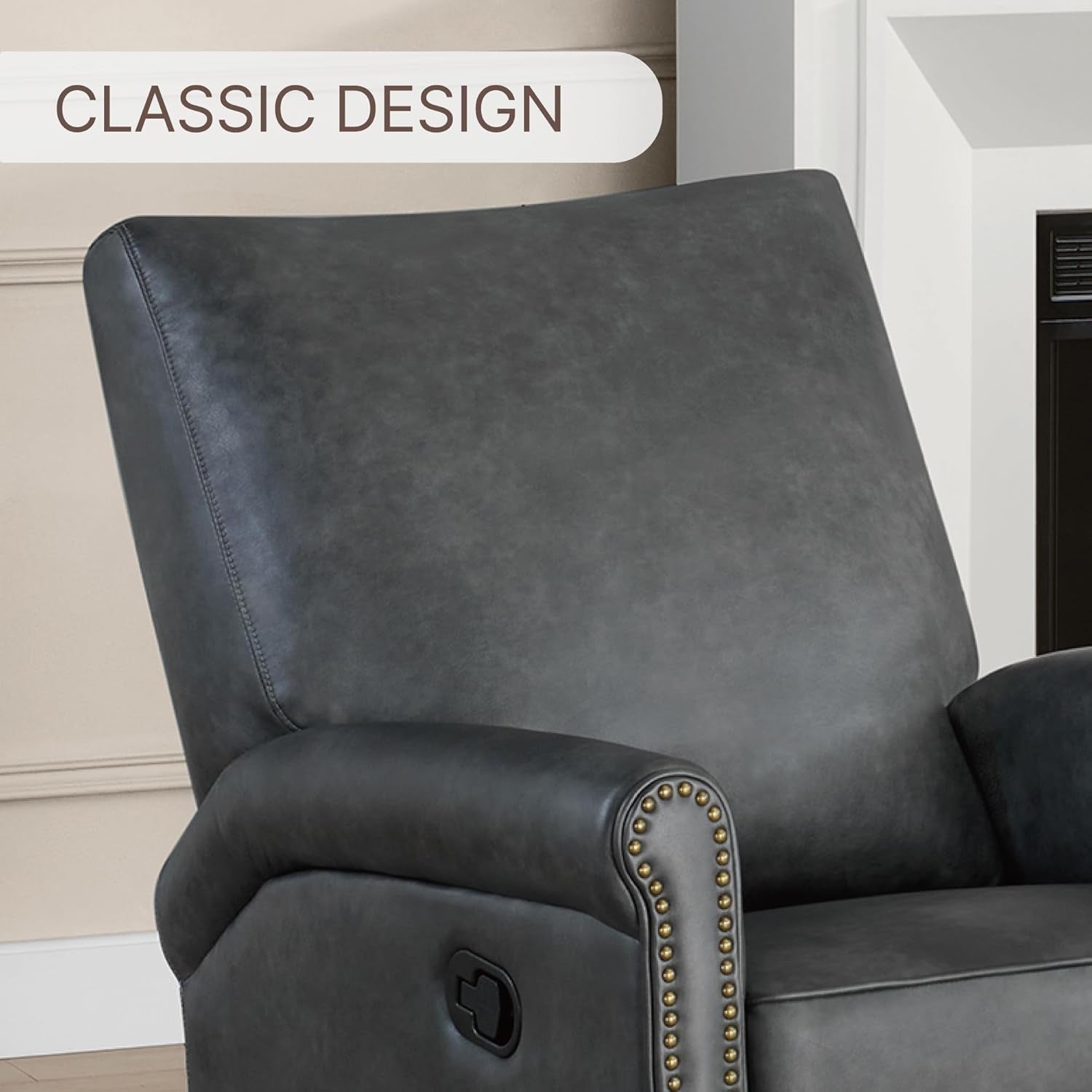 Large Leather Recliner Chair With Swivel Rocker Living Room-3