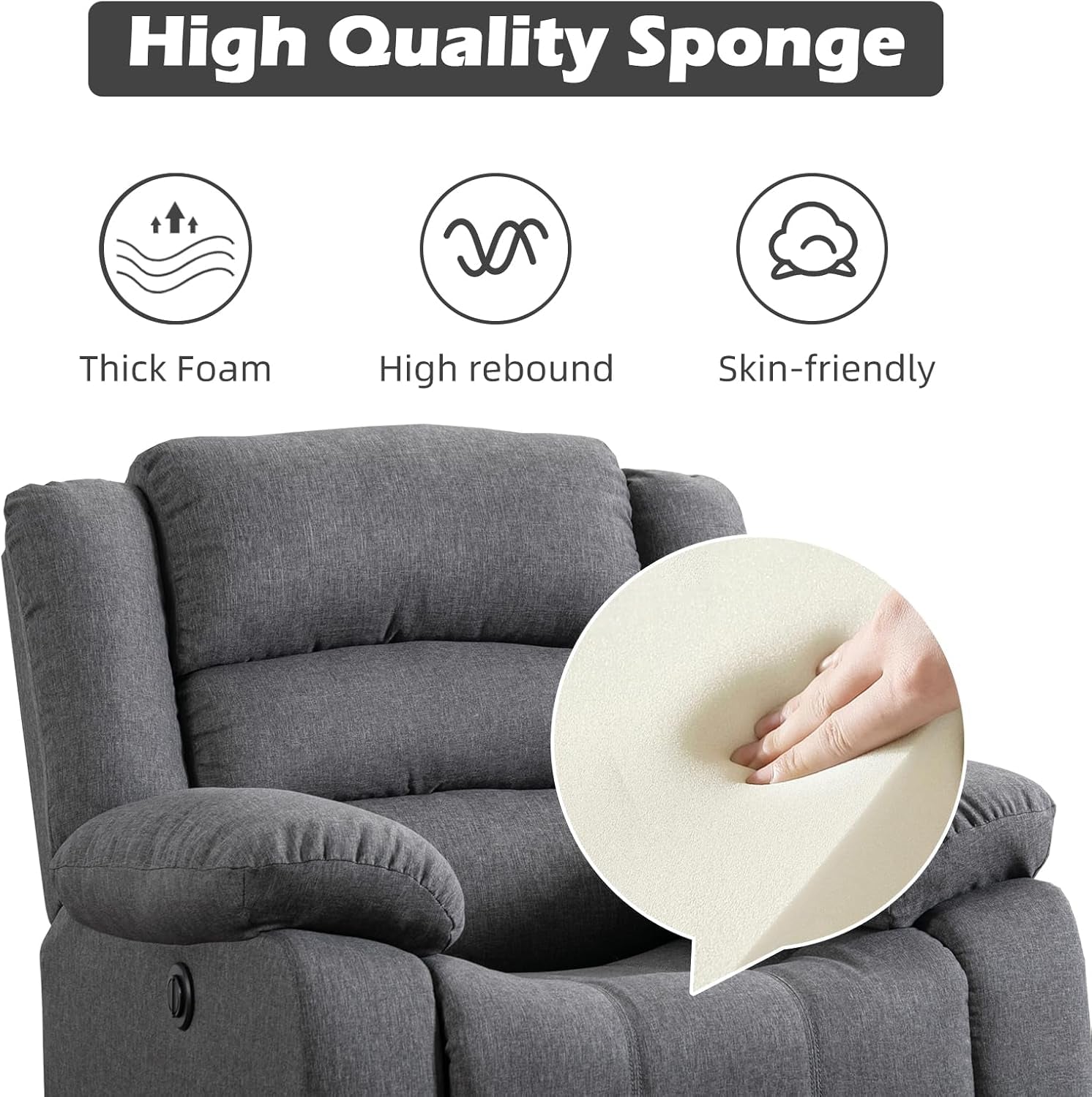 Oversized Grey Electric Recliner Chair For Living Room-3