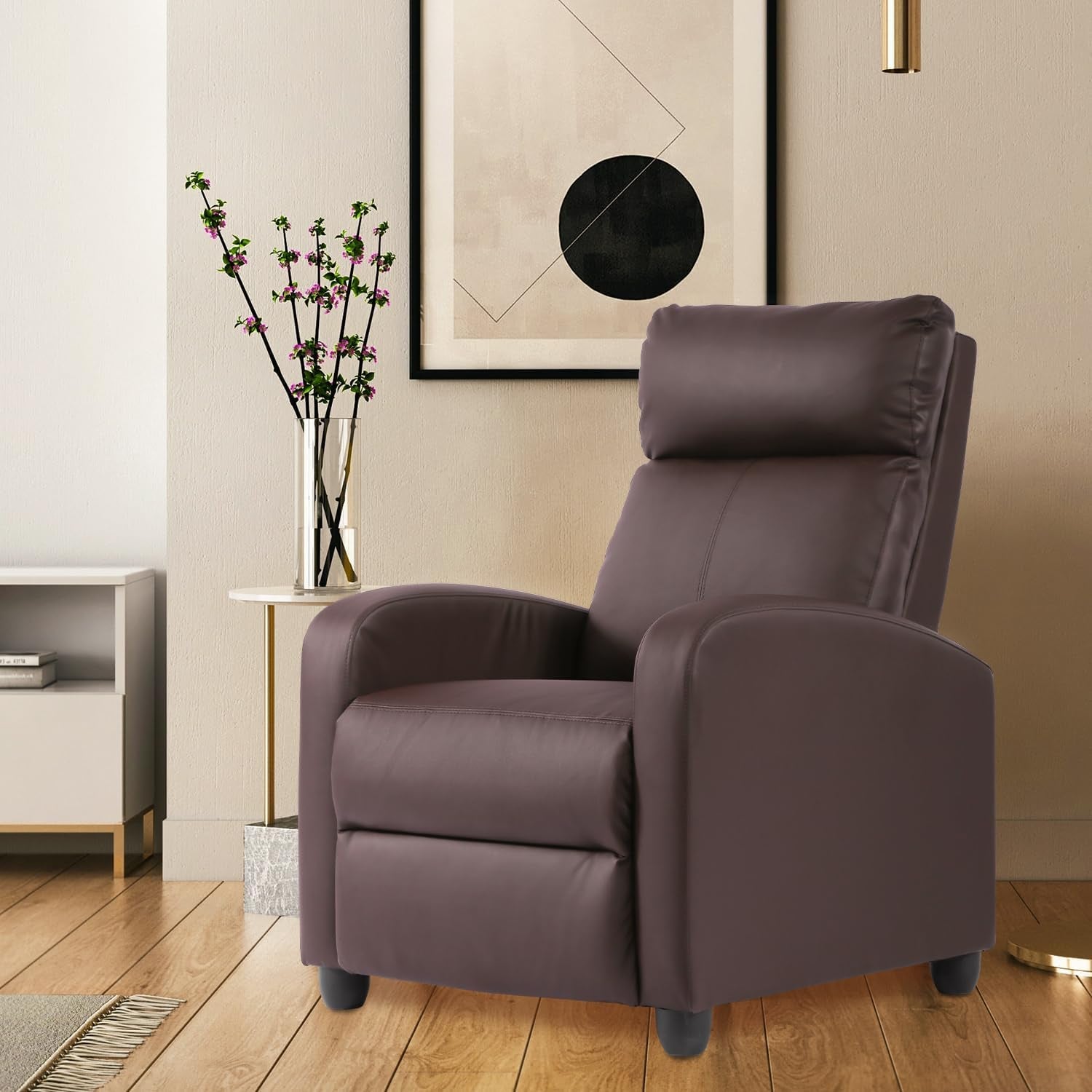 Recliner Chair Brown Adjustable Living Room Armchair-1