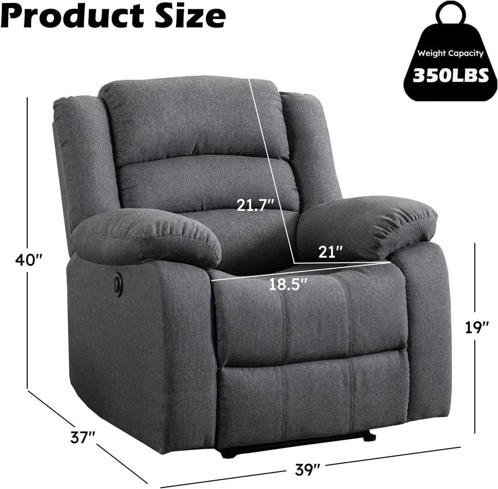 Oversized Grey Electric Recliner Chair For Living Room-1