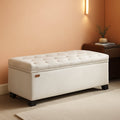 Cream Storage Ottoman Bench 43Inch Living Room Furniture-0
