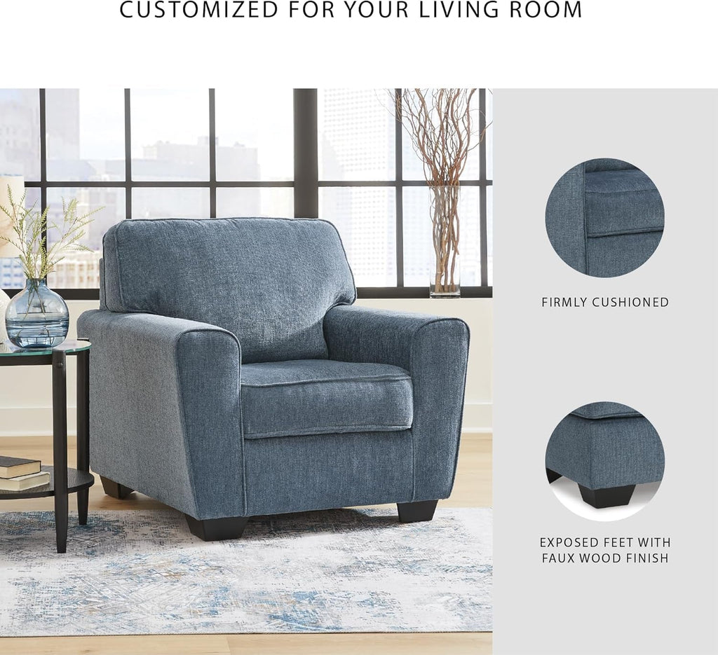 Modern Upholstered Accent Chair In Blue For Living Room-4
