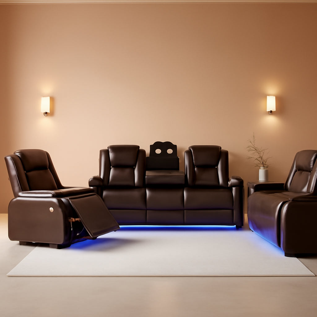 Brown Power Recliner Sofa Set For Living Room Comfort-0
