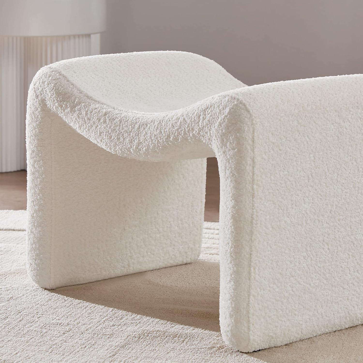 Large White Ottoman Footstool Multifunctional Living Room-2