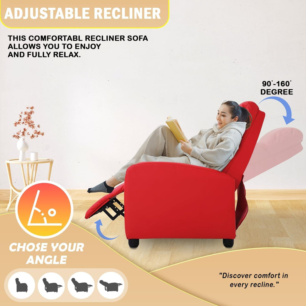 Red Recliner Chair With Lumbar Support For Living Room-4