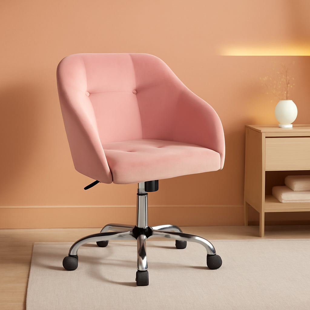 Pink Velvet Desk Chair With Swivel Office Chair Modern-0