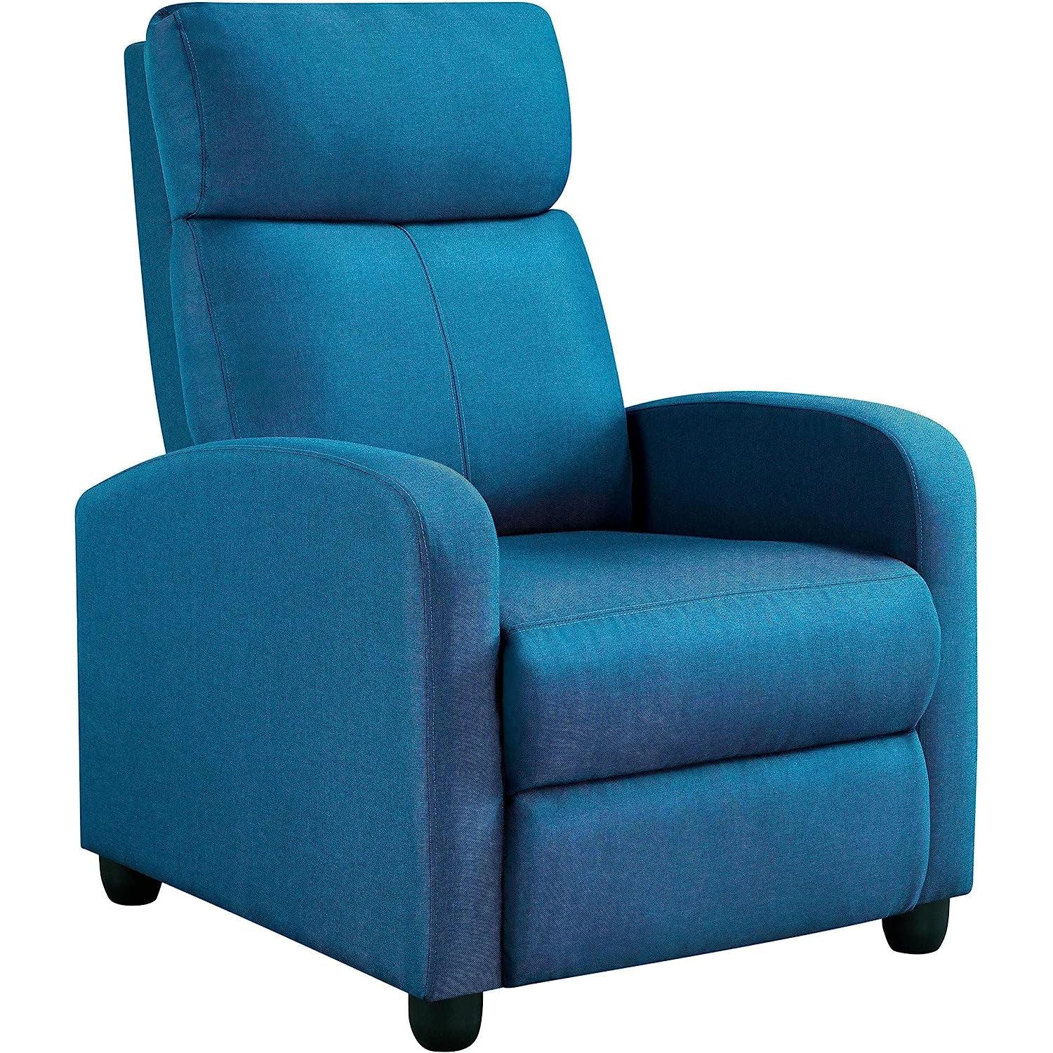 Blue Fabric Recliner Chair For Living Room Comfort-1