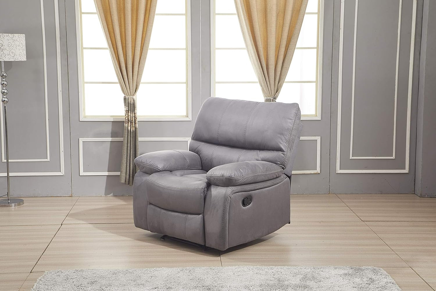 Microfiber Reclining Sofa Set Grey Living Room 8007-1