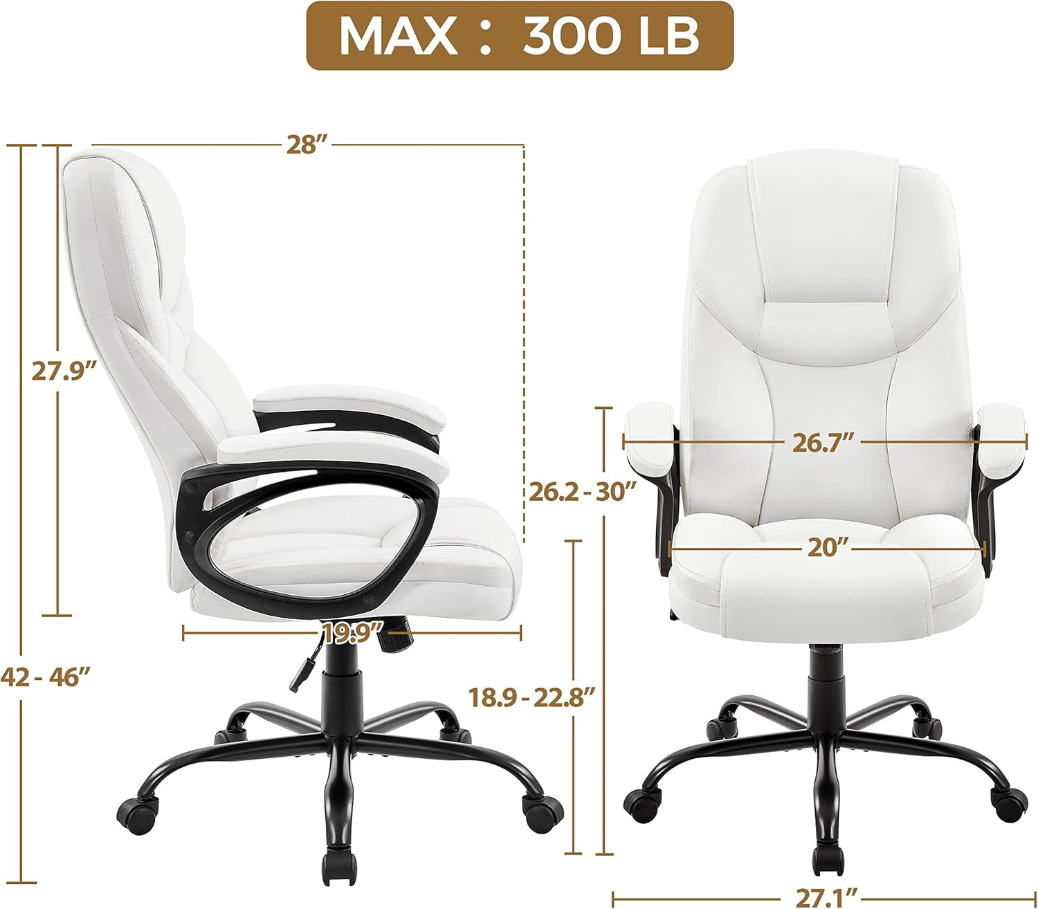 High Back Executive Chair White Ergonomic Office Chair-2