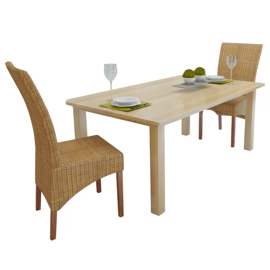 vidaXL Dining Chair Woven Dining Room Kitchen Furniture Brown Natural Rattan-0