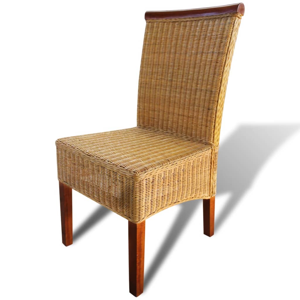 vidaXL 2/4/6x Solid Mango Wood Dining Chair Rattan Dining Room Kitchen Chairs-3
