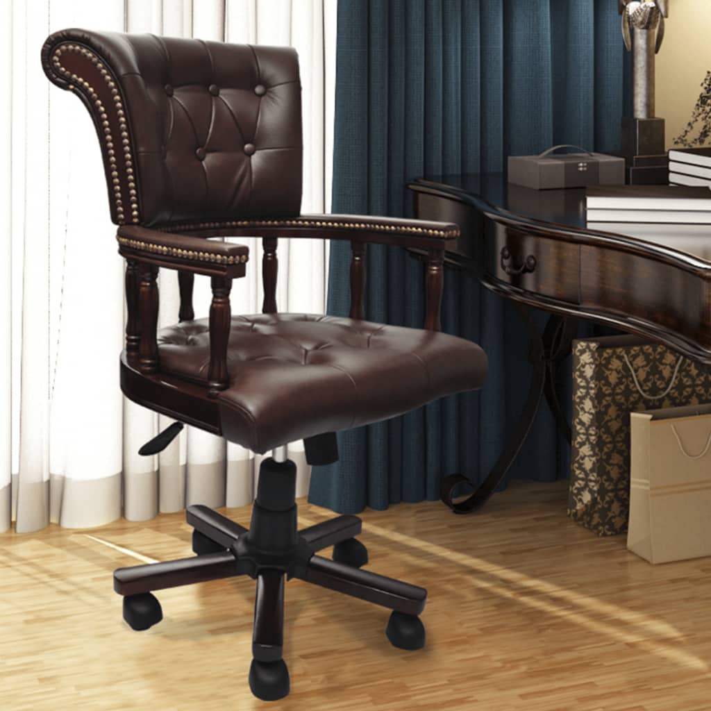 NNEVL Swivel Office Chair Brown-0