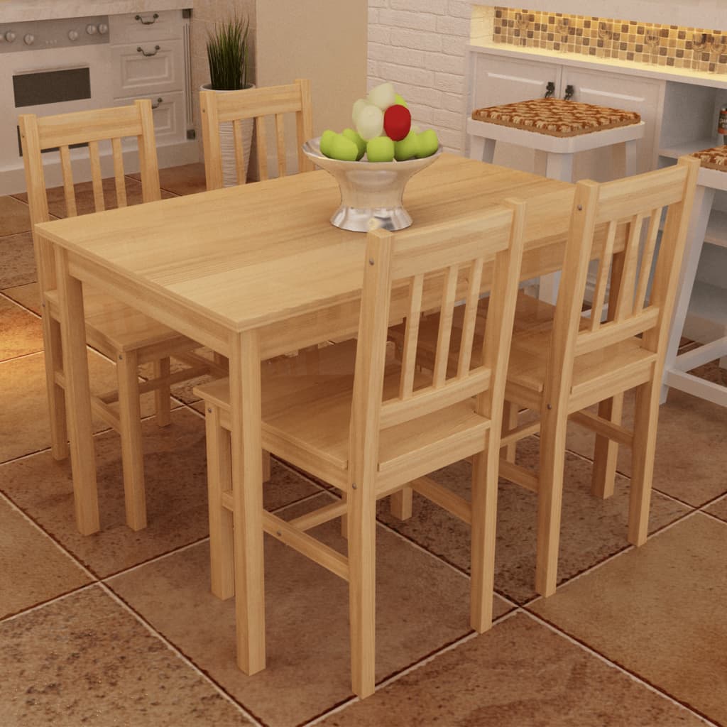 vidaXL Dining Table and Chair Dining Set Dinner Table with 4 Chairs Natural-5