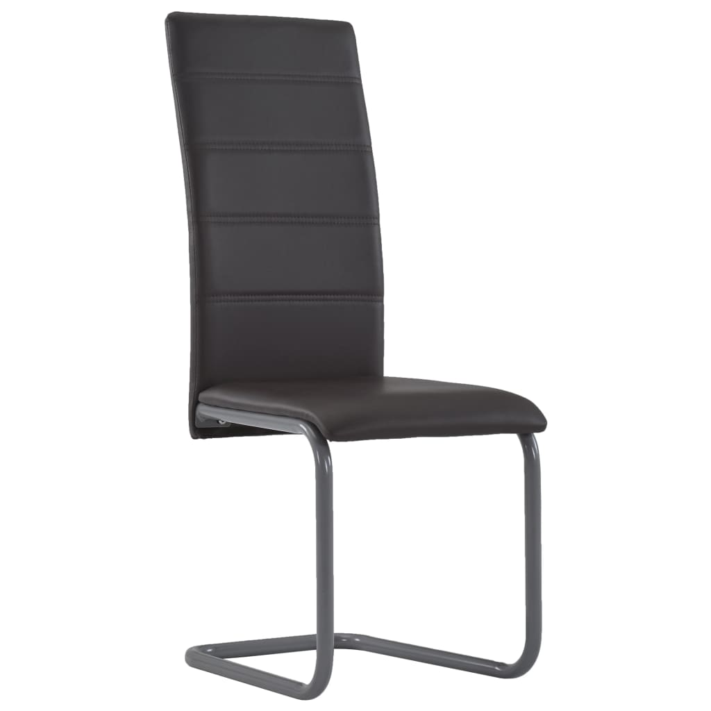vidaXL Dining Chair Upholstered Cantilever Dining Side Chair Faux Leather-4