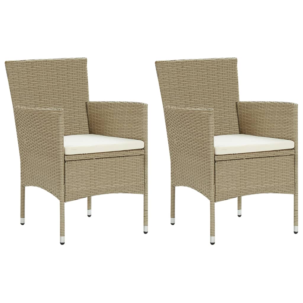 vidaXL Rattan Dining Chairs 2 Pcs Outdoor Wicker Dining Chair Poly Rattan-2
